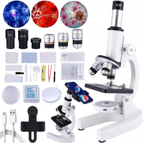 Microscopio monocular compuesto 40X-2000X con pantalla 4.3"