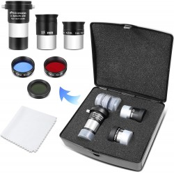 Kit Oculares 6mm 15mm + Barlow 2X+ Filtro Lunar para telescopios 1.25"