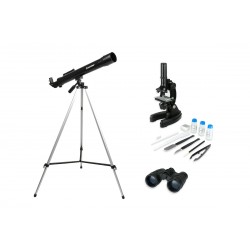 Combo Telescopio Microscopio y Binoculares para niños Celestron
