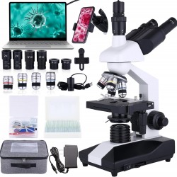 Microscopio trinocular compuesto 40X-5000X con camara 2.1mp MIC35
