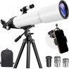 Telescopio refractor 90/500mm con estuche y adaptador de celular