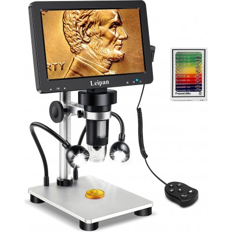 Microscopio Digital Leipan DM9 con Pantalla LCD de 7" 12MP 1080P 1200X