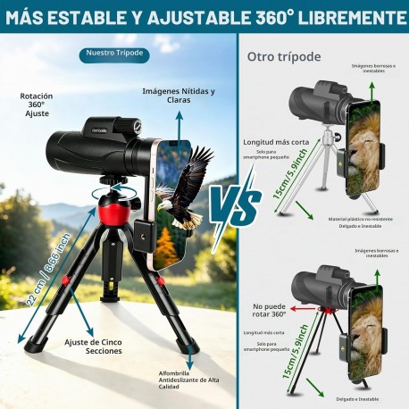 Monocular 10x42 Con tripode y Soporte Celular MONO-02